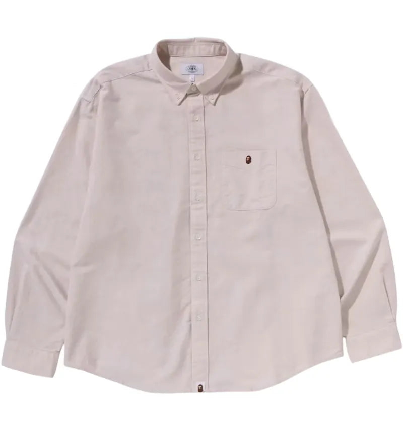 BAPE One Point Oxford L/S Shirt Beige - vue 360