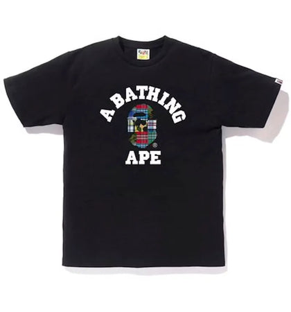 BAPE Patchwork College Patchwork Tee Black - authentic BAPE product