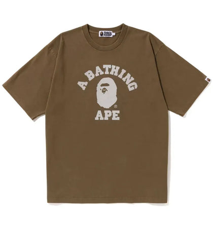 BAPE Pigment Dyed College Relaxed Fit Tee Beige - authentic BAPE product