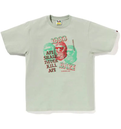 BAPE Pigment Three Ape Head Tee Green - authentic BAPE product
