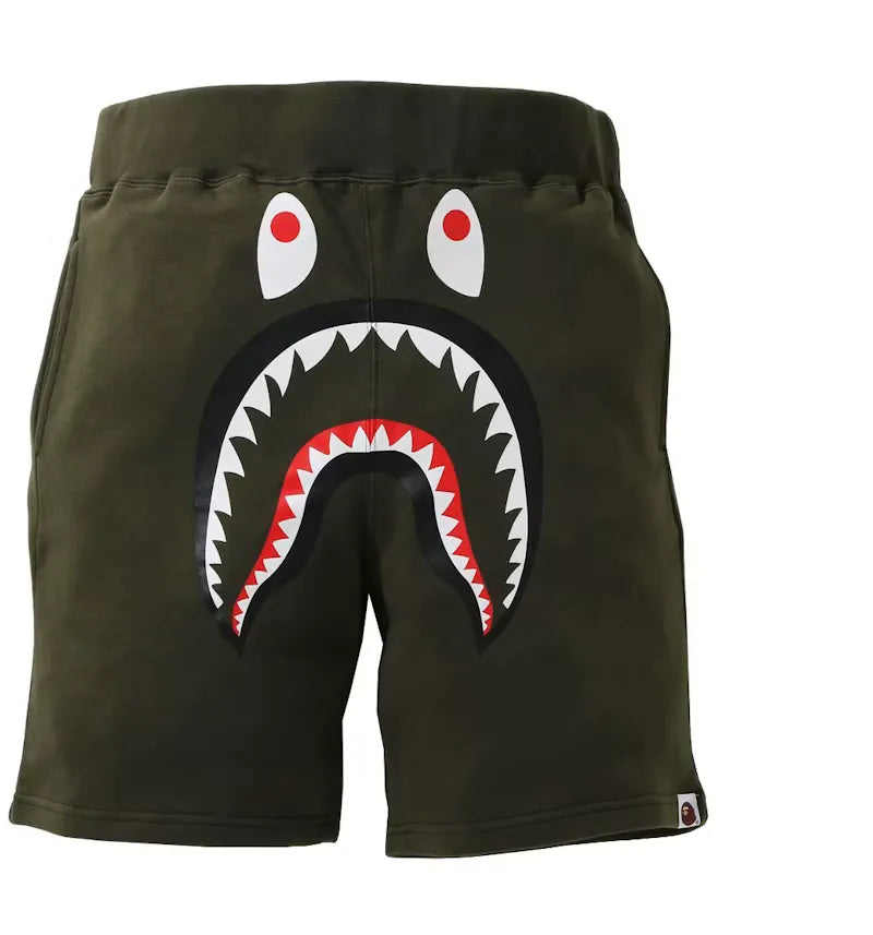 BAPE Shark Sweat Shorts Olivedrab - vue 360