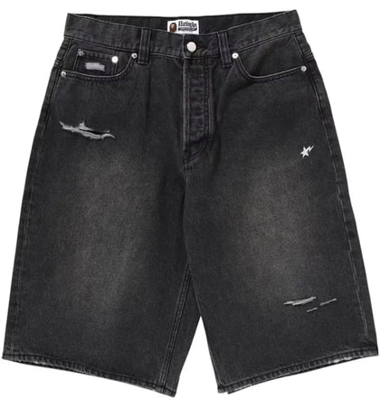 BAPE Sta Relaxed Fit Denim Shorts Black - authentic BAPE apparel