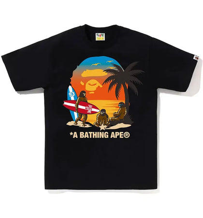 BAPE Sunset Beach Ape Head Tee Black - authentic BAPE product