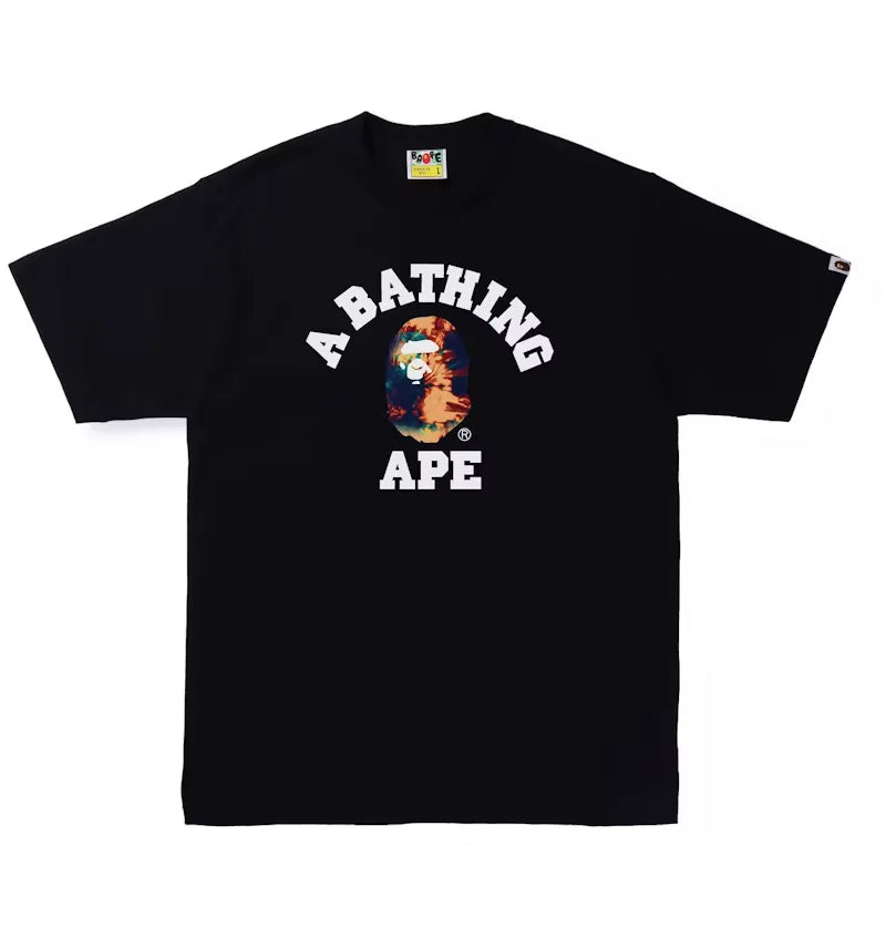 BAPE Tie Dye College Tee Black/Navy - vue 360