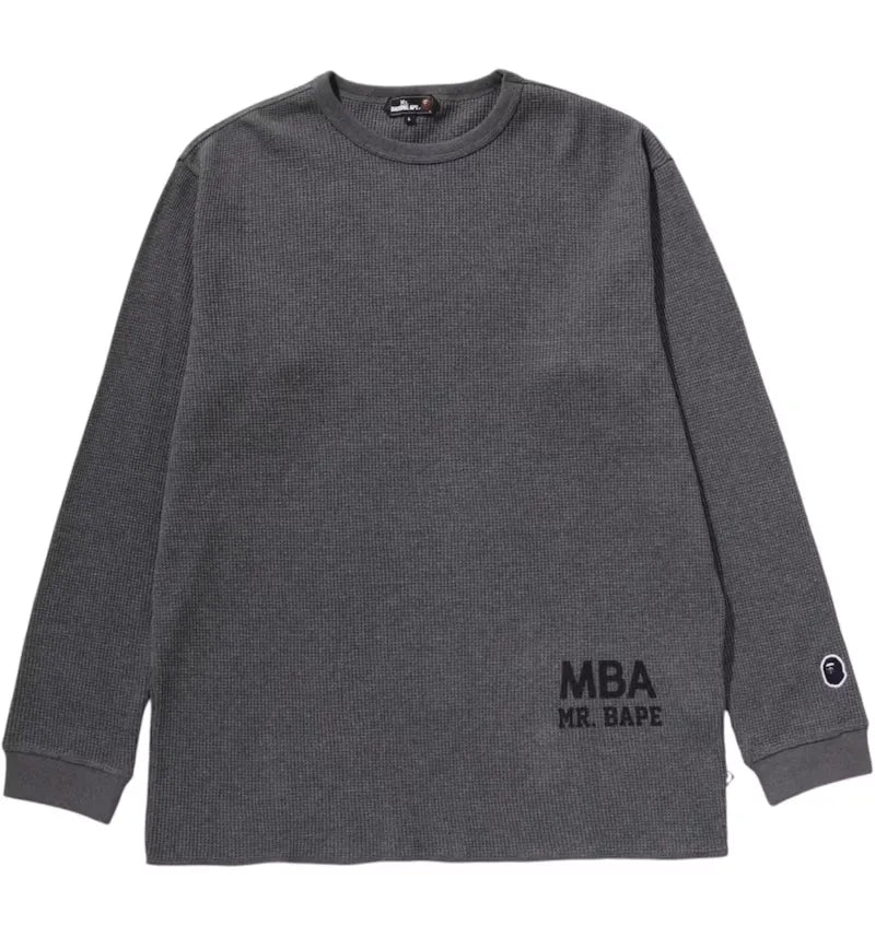 BAPE Waffle Basic L/S Tee Gray - vue 360