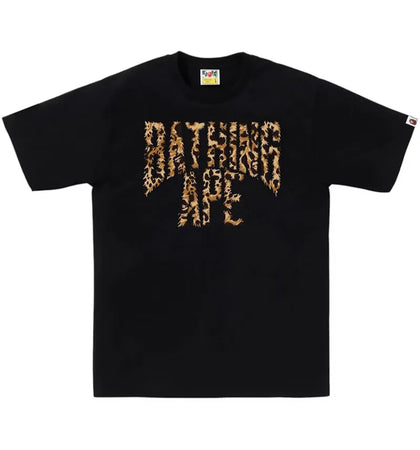 BAPE Wild Leopard Pattern NYC Logo Tee Black/Beige - authentic BAPE product