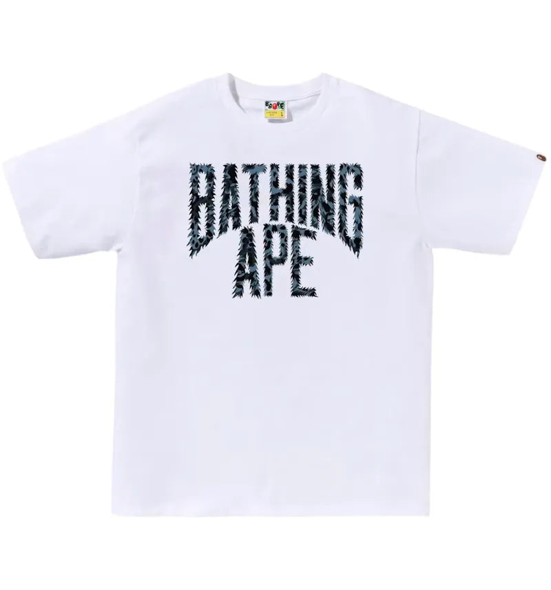 BAPE Wild Leopard Pattern NYC Logo Tee White/Navy - vue 360