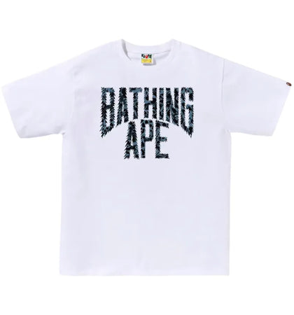 BAPE Wild Leopard Pattern NYC Logo Tee White/Navy - authentic BAPE product