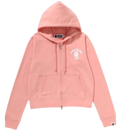 BAPE Women's College Zip Hoodie Pink - authentic BAPE apparel