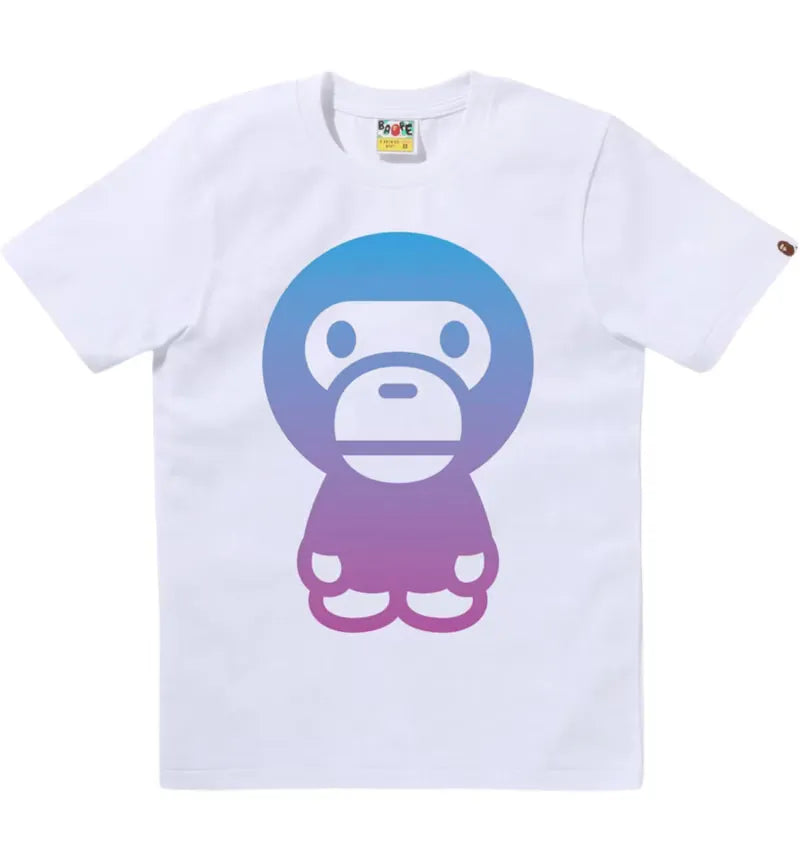 BAPE Women's Gradation Big Baby Milo Tee White - vue 360