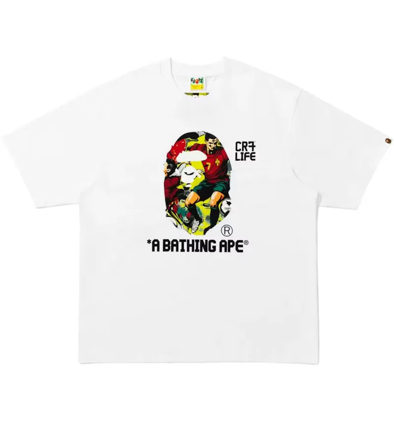 BAPE x CR7 Life Comic Graphic A Bathing Ape Relaxed Fit Tee White/Yellow/Red - vue 360