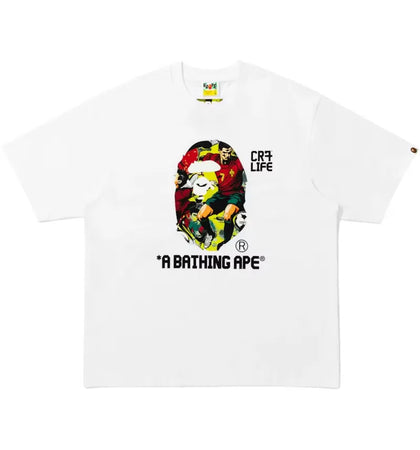 BAPE x CR7 Life Comic Graphic A Bathing Ape Relaxed Fit Tee White/Yellow/Red - authentic BAPE product