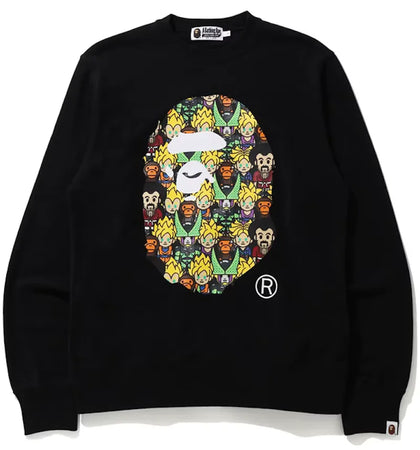 BAPE x Dragon Ball Z Baby Milo Big Ape Head Crewneck Black - authentic BAPE product