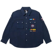 BAPE x Kazuki Kuraishi Multi Patch Military L/S Shirt Navy