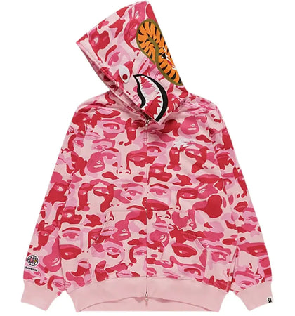 BAPE x KidSuper Camo Shark Full Zip Hoodie Pink - authentic BAPE apparel