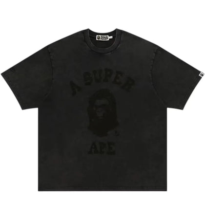 BAPE x KidSuper Garment Dye College Logo Tee Black - authentic BAPE product