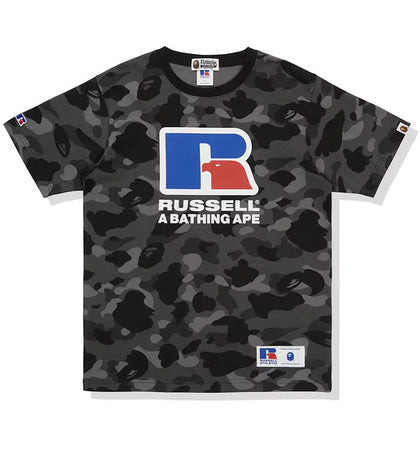 BAPE x Russell Color Camo Tee Black - authentic BAPE product