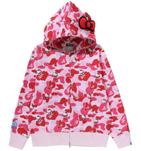BAPE x Sanrio Characters Hello Kitty Camo Full Zip Hoodie (Ladies) Pink
