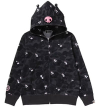 BAPE x Sanrio Characters Kuromi Camo Full Zip Hoodie (Ladies) Black