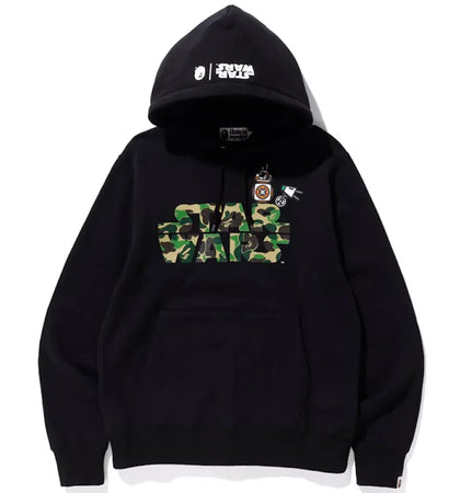 BAPE x Star Wars BB-8 & D-O Pullover Hoodie Black - authentic BAPE apparel