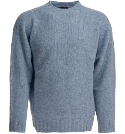 Beams Plus Shaggy Bernard Crewneck Sweater Light Blue - authentic Beams Plus apparel