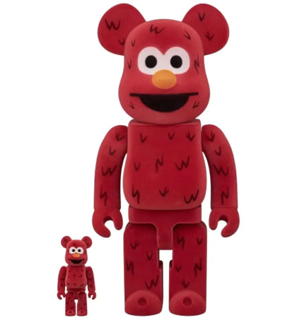 Bearbrick Sesame Street Elmo Flocky 100% & 400% Set - authentic Bearbrick product
