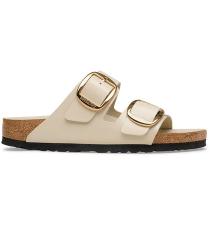 Birkenstock Arizona Big Buckle Natural Leather Patent High-Shine Oyster - authentic Birkenstock sneakers
