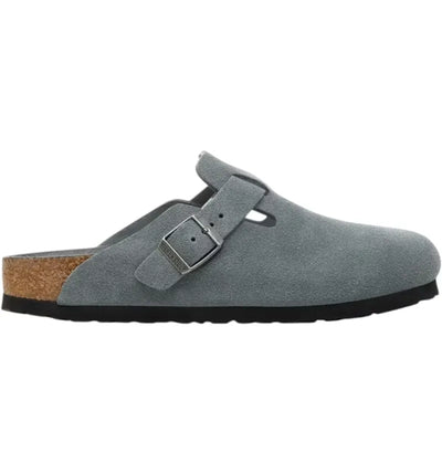 Birkenstock Boston Soft Footbed Suede Leather Basalt Gray Tonal