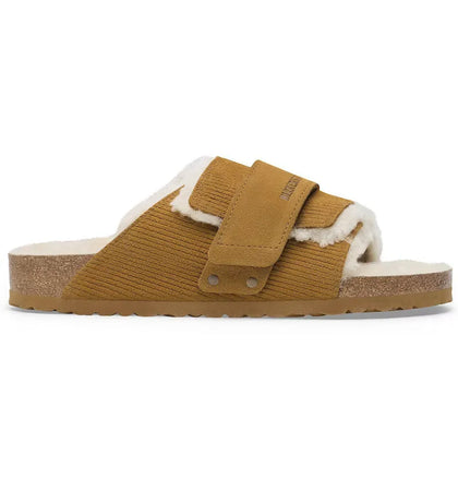 Birkenstock Kyoto Shearling Suede Leather Corduroy Cork Brown - authentic Birkenstock sneakers