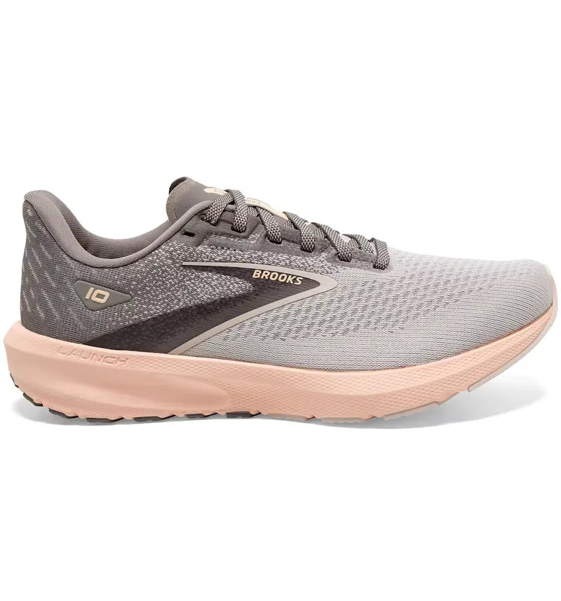 Brooks Launch 10 Grey Crystal Grey Pale Peach (Women's) - vue 360