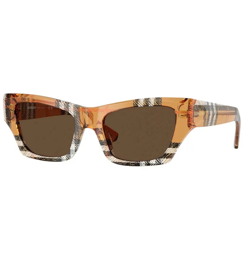 Burberry Cat-Eye Sunglasses Check Sand (BE_4441U_414673_52mm) - vue 360