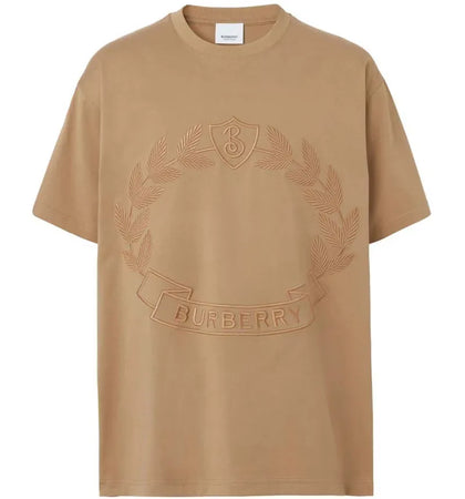 Burberry Embroidered-Logo Cotton T-shirt Beige - authentic Burberry apparel