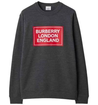 Burberry Fawson Logo Print Crew Sweater Dark Grey
