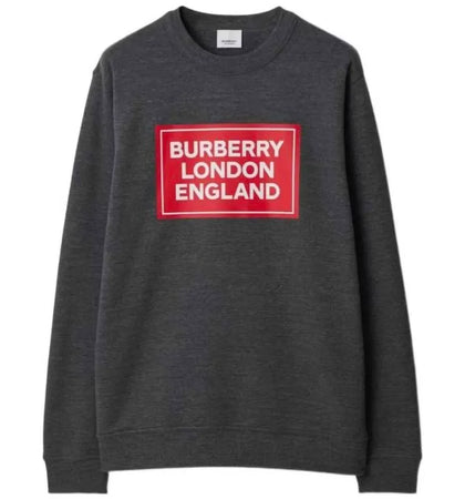 Burberry Fawson Logo Print Crew Sweater Dark Grey - authentic Burberry apparel
