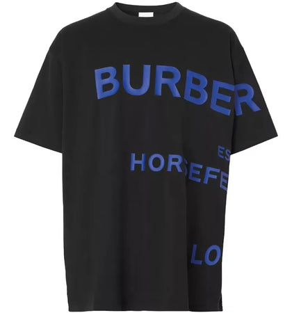 Burberry Horseferry Print Cotton Oversized T-shirt Black Blue - authentic Burberry apparel