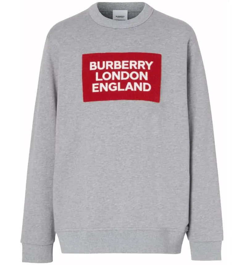 Burberry Logo Patch Cotton Sweatshirt Grey - vue 360