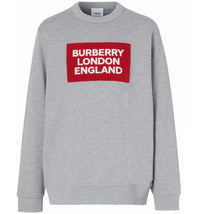 Burberry Logo Patch Cotton Sweatshirt Grey
