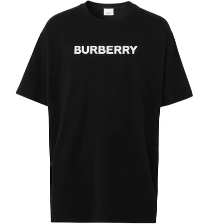 Burberry Logo Print Cotton Oversized T-shirt Black/White - authentic Burberry apparel