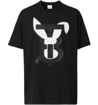 Burberry Rabbit Logo-Print Cotton T-Shirt Black/White