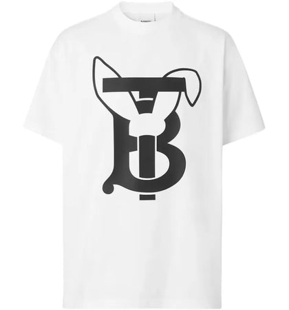 Burberry Rabbit Logo-Print Cotton T-Shirt White/Black - authentic Burberry apparel