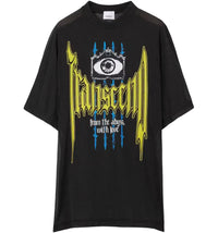 Burberry Slogan-Print Perforated T-Shirt Black