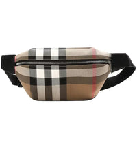 Burberry Sonny Check Canvas Bumbag Taupe Brown