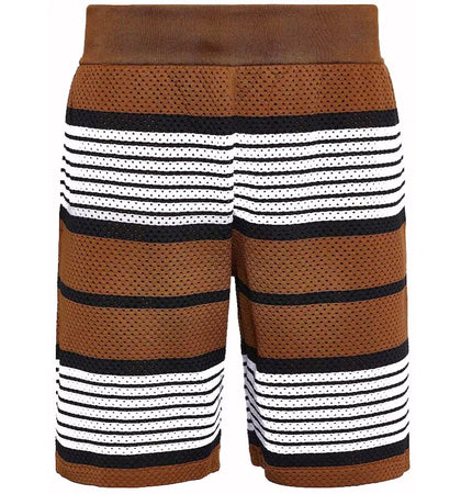 Burberry Striped Mesh Shorts Brown - authentic Burberry apparel