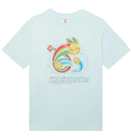 Casablanca Manga Tennix Ball Printed T-shirt Pale Blue - authentic Casablanca apparel
