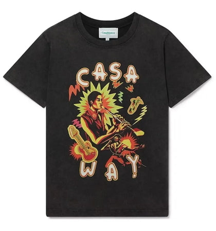 Casablanca Music For The People Printed T-Shirt Black - authentic Casablanca apparel