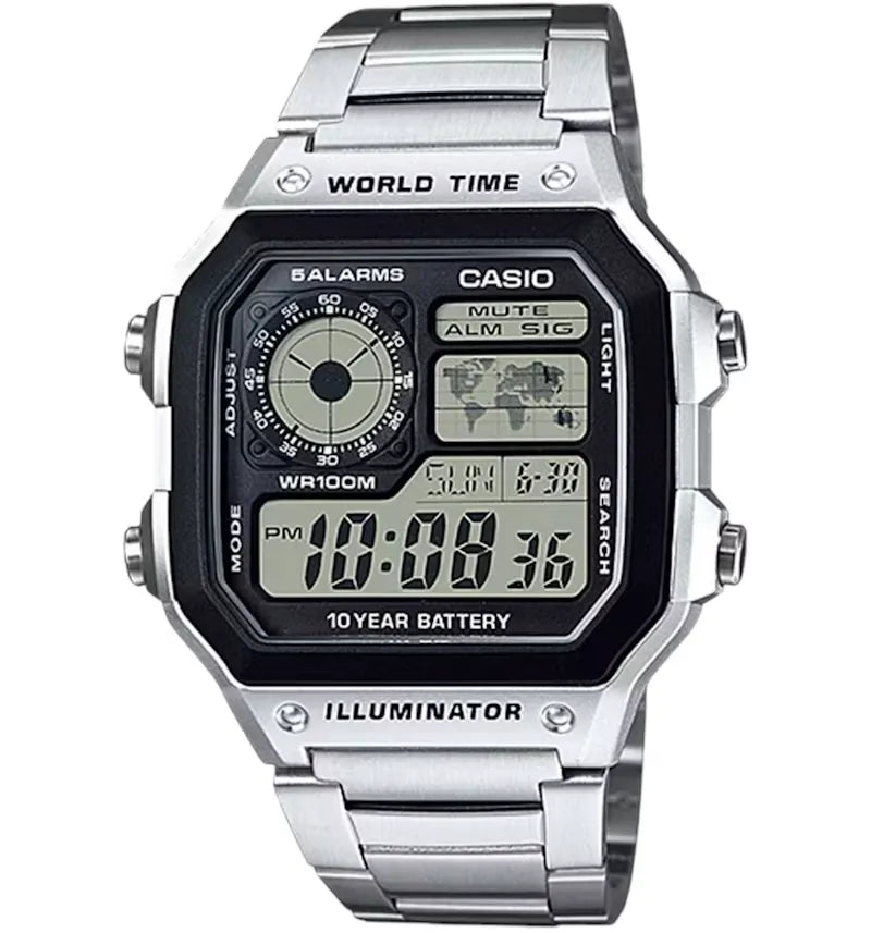 Casio Men’s Black and Silver Digital Watch AE-1200WHD-1AV - vue 360