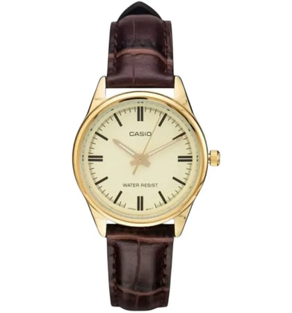 Casio Women’s Gold-Tone Leather Strap Analog Watch LTP-V005GL-9AUDF - authentic Casio product