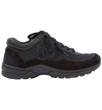 Chanel Low Top Trainer CC Triple Black Suede - authentic Chanel sneakers
