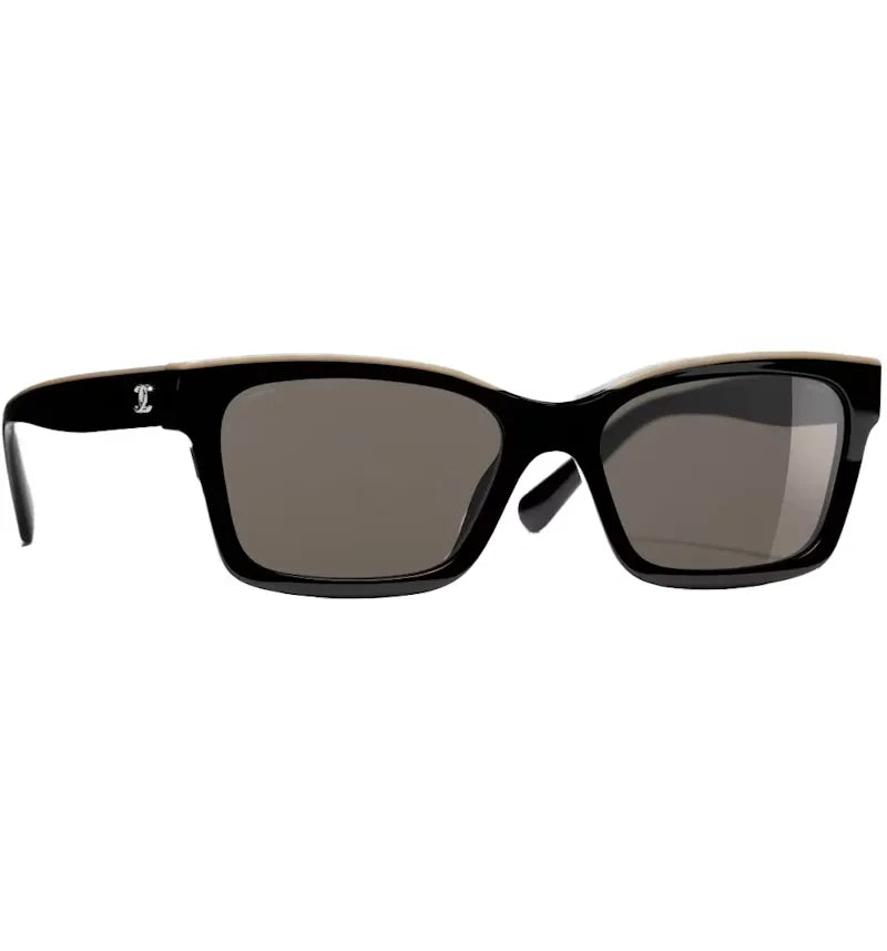 Chanel Square Sunglasses Black/Beige (5417 C534/3) - vue 360