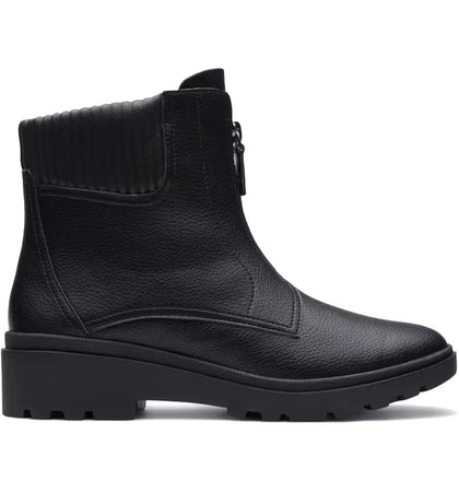 Clarks Calla Zip Black Leather (Women's) - authentic Clarks sneakers